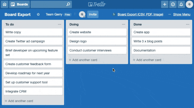 Board Export for Trello